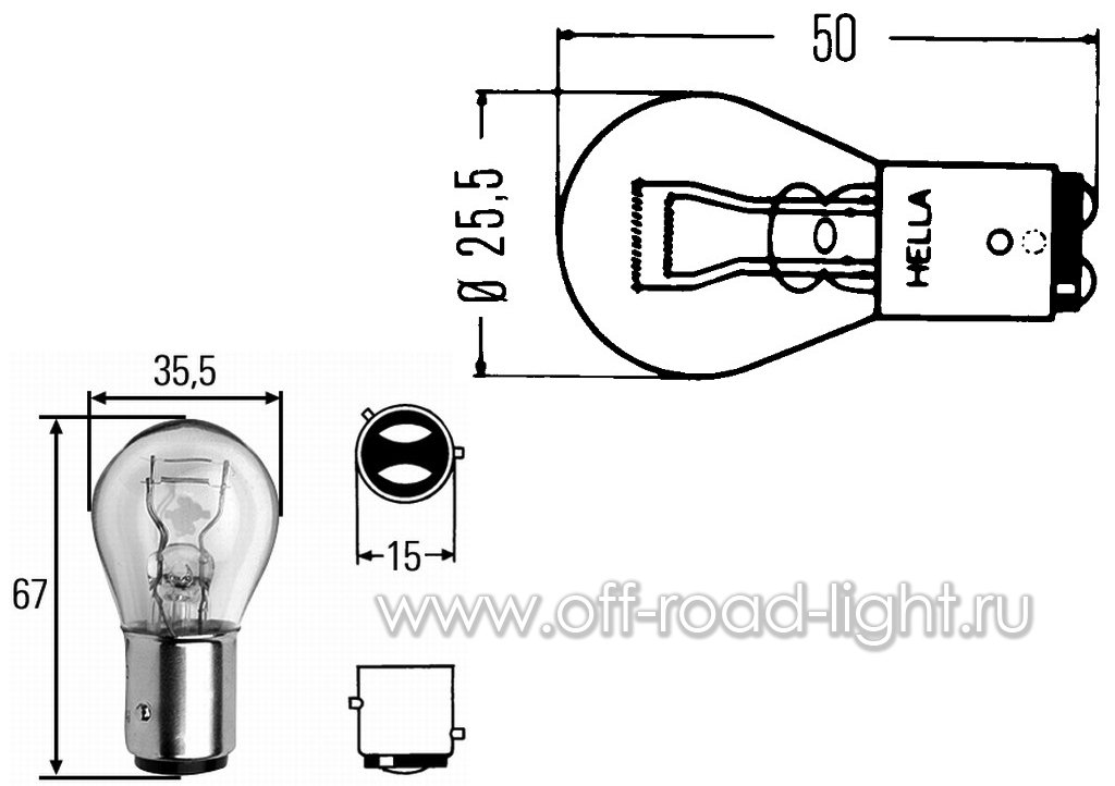 HELLA H83055011 S8 Series 21/5 Watt 24 V P21/5W Type Incandescent Bulb :  : Home & Kitchen