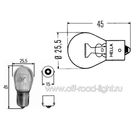 P21W Лампа 12V 21W (BA15s) (без упаковки), фото , изображение 2
