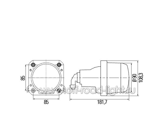 Модуль D 90мм Би-Галоген (FF-DE, H7) 12V, фото- , изображение 3