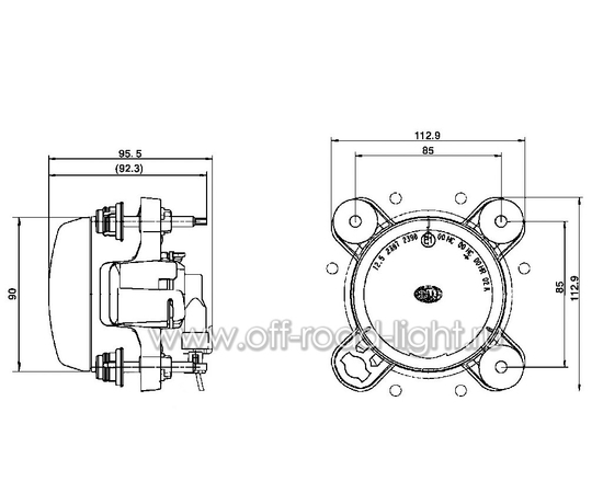Модуль D 90мм, Дальний свет (FF, H1) 12V, фото , изображение 3