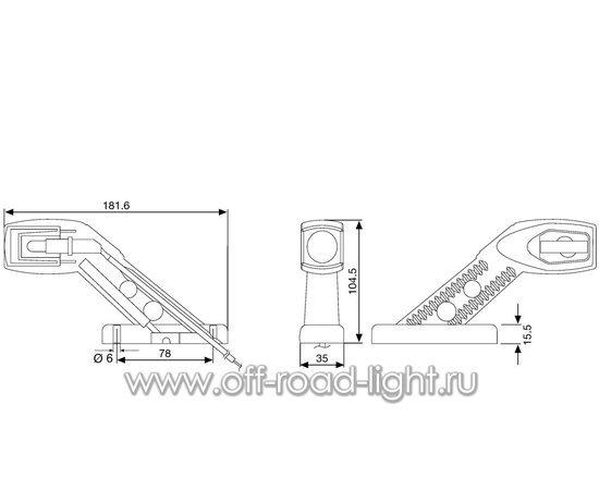 Резиновый рог, горизонтальная установка, (T4W ) Right, фото , изображение 2