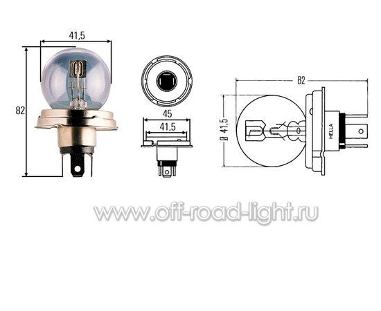 R2 Лампа Hella 24V 55/50W (P45t), фото , изображение 3