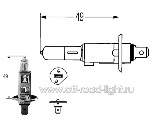 H1 Лампа Hella 12V 55W голубой спектр BlueLight (P14,5s), фото , изображение 2