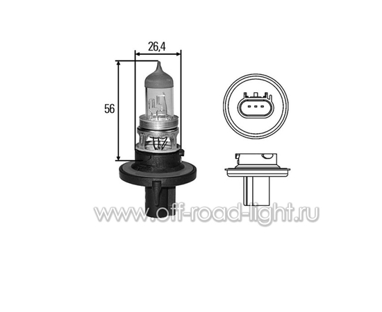 H13 Лампа Hella 12V 60/55W (P26.4t), фото , изображение 2