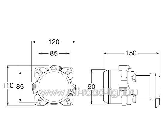 Модуль D 90мм, Ближний свет, Галоген (DE, H7) 24V, фото , изображение 3