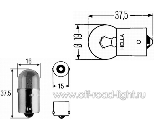 R5W Лампа Hella 12V 5W (BA15s), фото , изображение 2