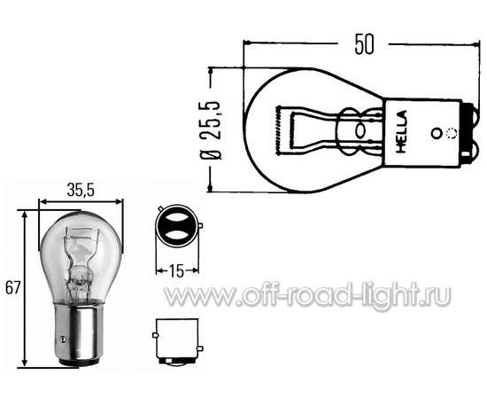 P21/5W Лампа Hella 24V 21/5W Heavy Duty (BAY15d), фото , изображение 2