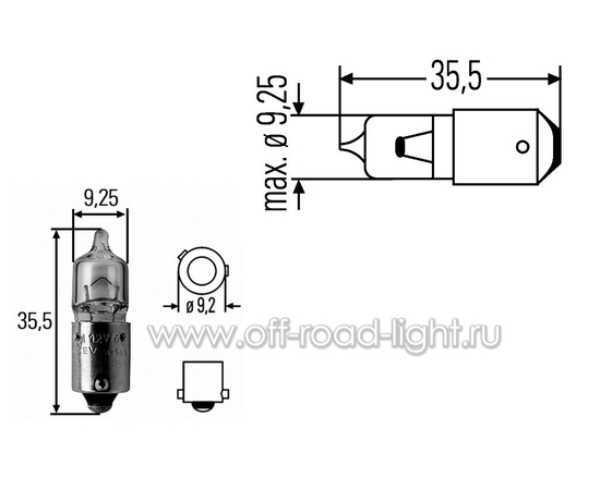H20W Лампа Hella 12V 20W (BA9s), фото , изображение 2